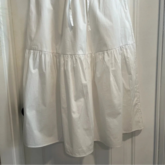 Who‎ What Wear White Cotton Tie Waist Dress Puff Short Embellished Sleeves. XS. - Picture 5 of 10